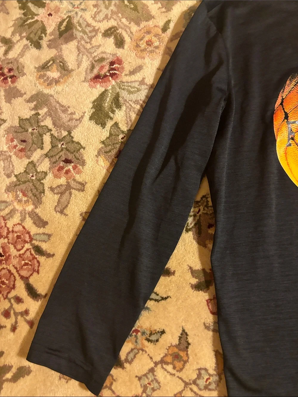Old Navy Black Long-Sleeve Tee with Orange and White Graphic